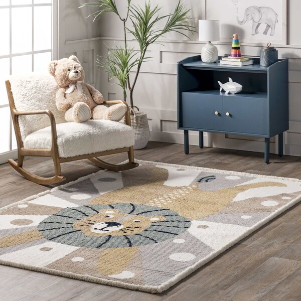 Nuloom Brodie Cheerful Lion Kids Area Rug 4ft x 6ft - KKPL07A-406