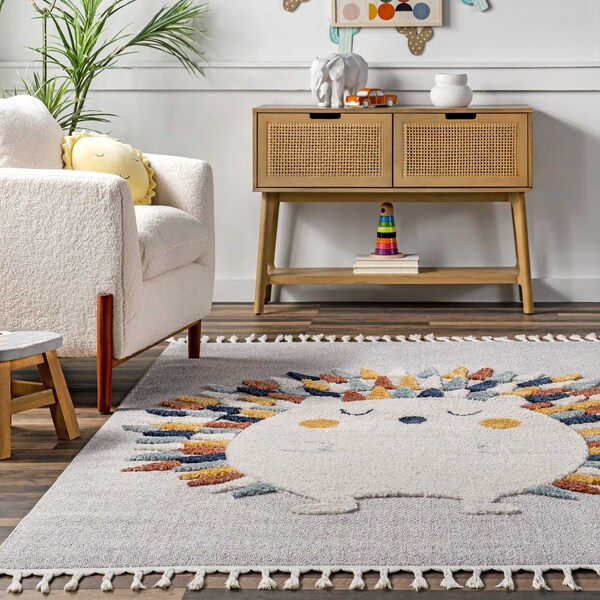 Nuloom Amiah Hedgehog High-Low Kids Tasseled Area Rug 5ft 3in x 7ft 7in - KKLR37A-53077
