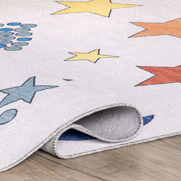 Nuloom Leonie Outer Space Machine Washable Kids Area Rug 7ft 3in x 9ft - KFFX07A-709