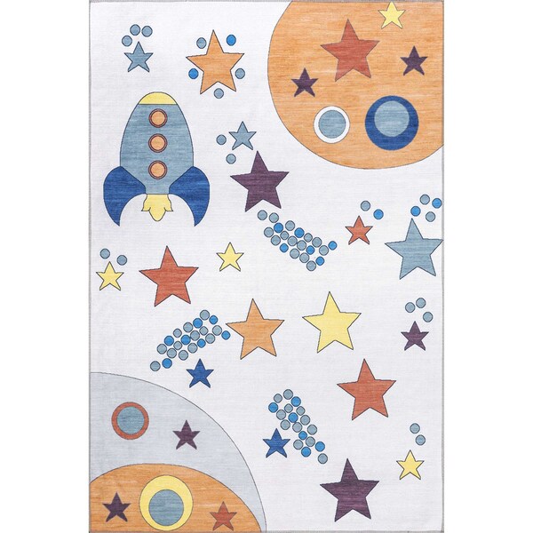 Nuloom Leonie Outer Space Machine Washable Kids Area Rug 7ft 3in x 9ft - KFFX07A-709