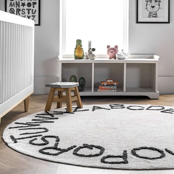 Nuloom Kids Washable Round Alphabet Rug 4ft x 6ft - SVDC01B-406