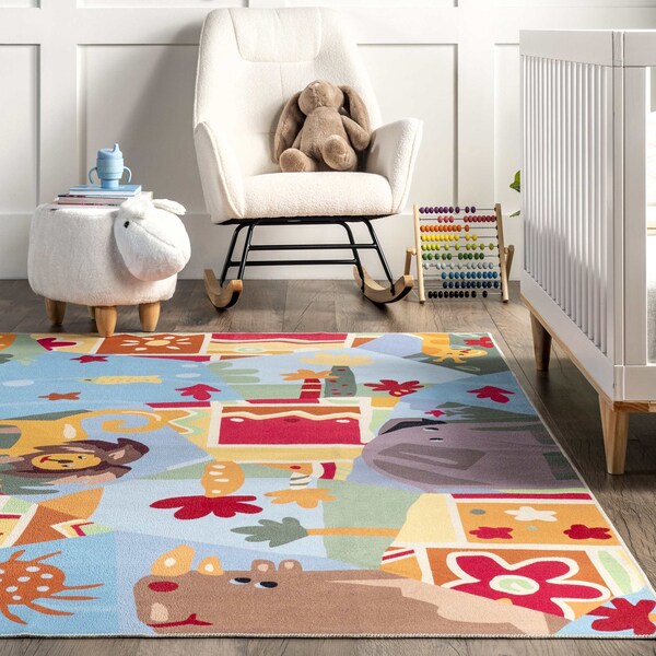 Nuloom Paxton Machine Washable Kids Zoo Nursery or Playroom Area Rug 4ft x 6ft - HJAU43A-406