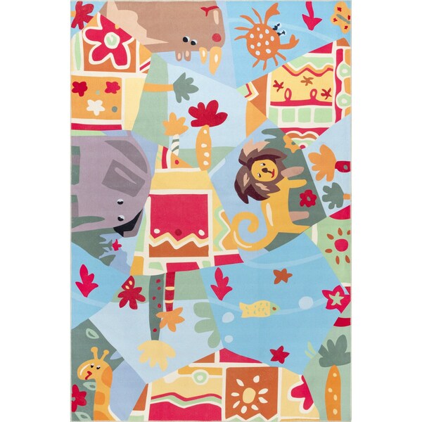 Nuloom Paxton Machine Washable Kids Zoo Nursery or Playroom Area Rug 4ft x 6ft - HJAU43A-406