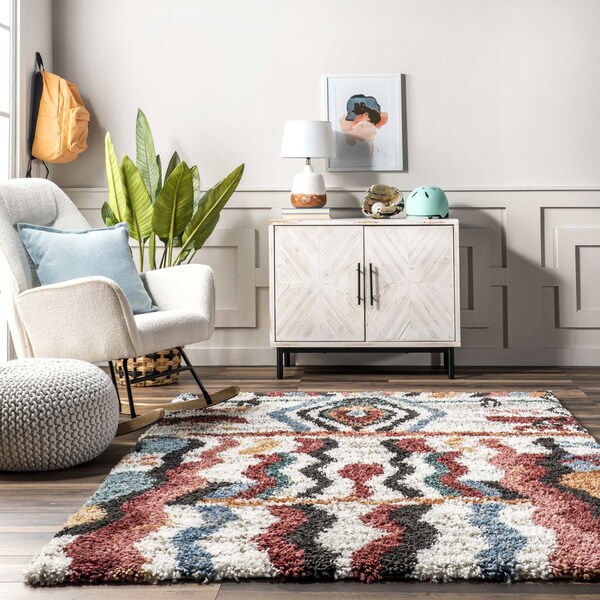 Nuloom Henley ZigZag Kids Shag Area Rug 5ft x 7ft 6in - OZCD05A-508