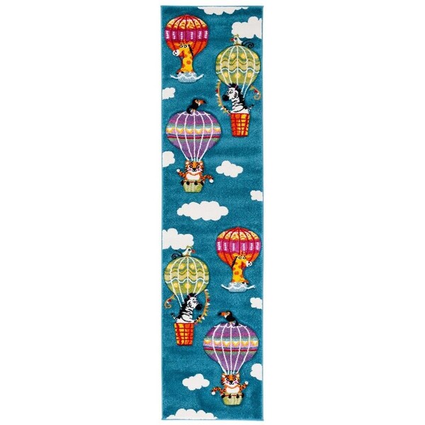 Safavieh 2 x 8 ft. Carousel Kids 100 Power Loomed Runner Area Rug Blue & Green - CRK118M-28