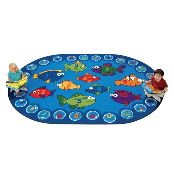 Carpets For Kids Fishing for Literacy 6.75 ft. x 9.42 ft. Oval Carpet - CA61917