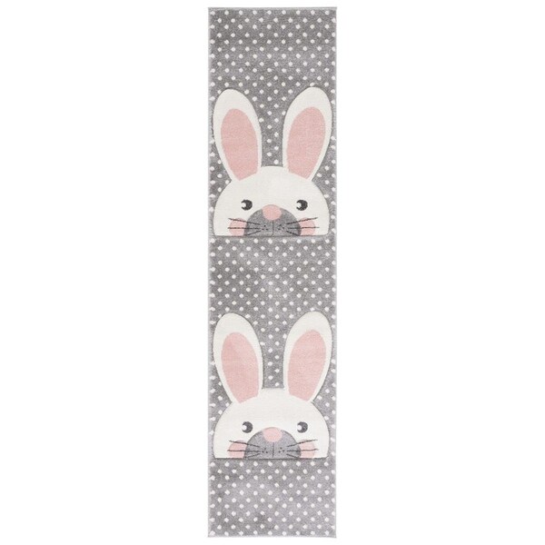 Safavieh 2 x 8 ft. Carousel Kids 100 Power Loomed Runner Area Rug Pink & Grey - CRK168P-28