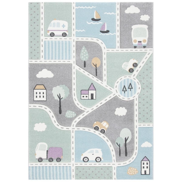 Safavieh 2 x 3 ft. Carousel Kids & Youth Rectangle Rug, Grey & Light Blue - CRK193F-2
