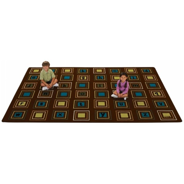 Wall-To-Wall Literacy Squares 8 ft. x 12 ft. Rectangle Carpet - WA54062