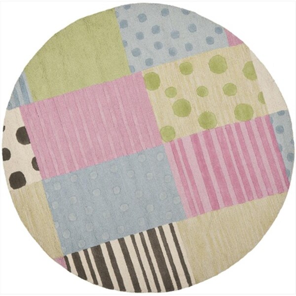 Safavieh 6 x 6 ft. Round Novelty Kids Blue and Pink Hand Tufted Rug - SFK322A-6R