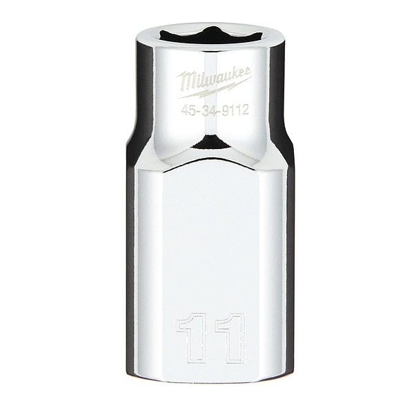 Milwaukee Tool 1/2 in. Drive 11mm Metric 6-Point Socket with FOUR FLAT Sides - 45-34-9112