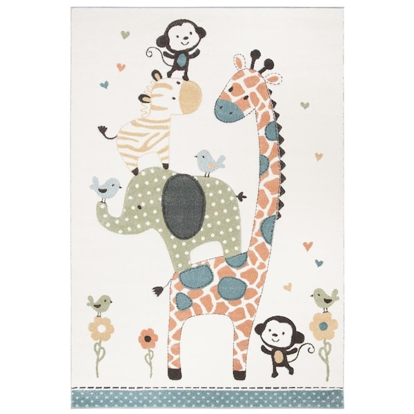Safavieh 4 x 4 ft. Carousel Kids 100 Collection Round Rug - Ivory - CRK120A-4R