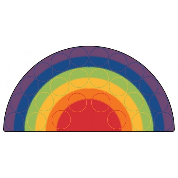Carpets For Kids Carpets For Kids 1262 Rainbow Rows 6 ft. x 12 ft. Semi-Cir Carpetcle - 1262