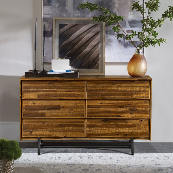 Armen Living Cusco Rustic Acacia 6 Drawer Dresser - LCCUDRAC