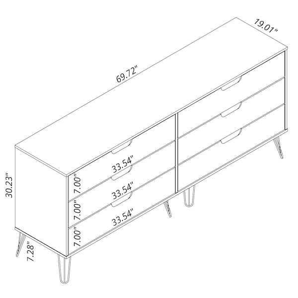 Manhattan Comfort Rockefeller 6-Drawer Double Low Dresser in Brown - 155GMC5