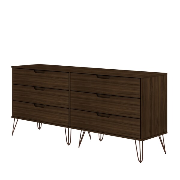 Manhattan Comfort Rockefeller 6-Drawer Double Low Dresser in Brown - 155GMC5