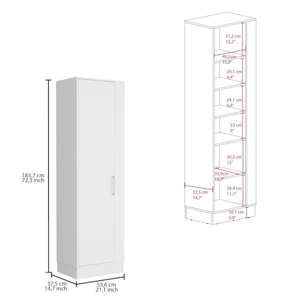 Tuhome Lilo Storage Cabinet, Broom Hangers, Internal Shelves, White - MLB8978