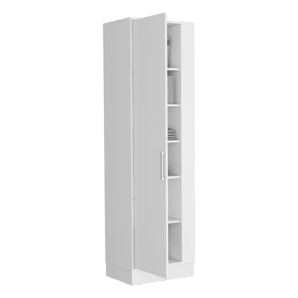 Tuhome Lilo Storage Cabinet, Broom Hangers, Internal Shelves, White - MLB8978
