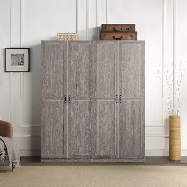 Manhattan Comfort Hopkins Storage Closet 2.0 in Grey - Set of 2 - 2-2GLF-GY