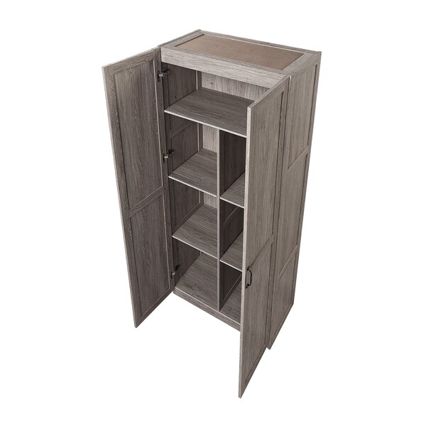 Manhattan Comfort Hopkins Storage Closet 2.0 in Grey - Set of 2 - 2-2GLF-GY