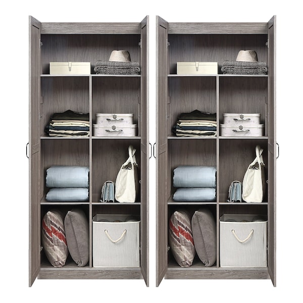 Manhattan Comfort Hopkins Storage Closet 2.0 in Grey - Set of 2 - 2-2GLF-GY