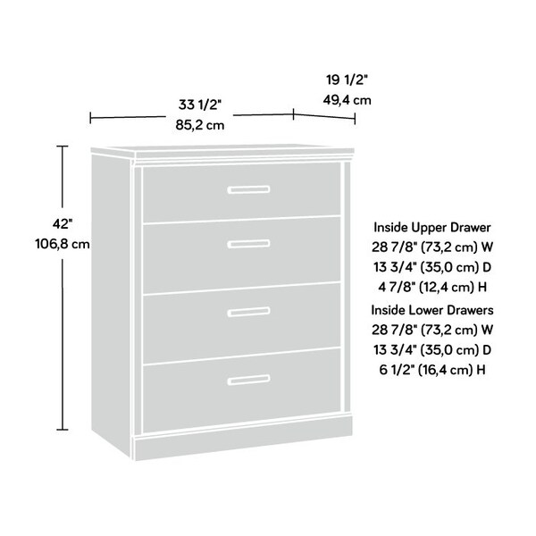 Sauder Aspen Post 4-Drawer Chest Pmo , Safety tested for stability to help reduce tip-over accidents - 433956