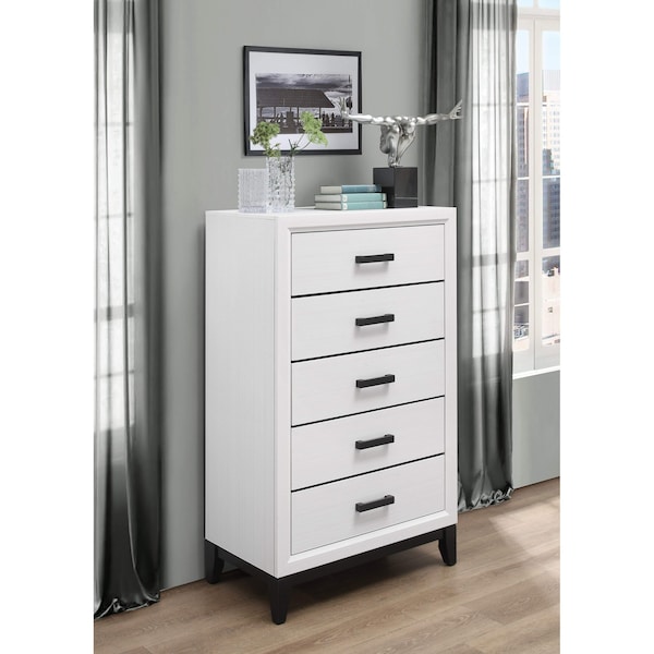 Global Furniture Usa Rustic Transitional Foil Kate White Chest - 1222