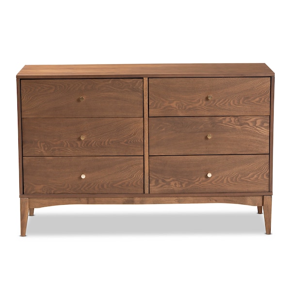 Baxton Studio Landis Mid-Century Ash Walnut Finished Wood 6-Drawer Dresser - 193-11303-ZORO