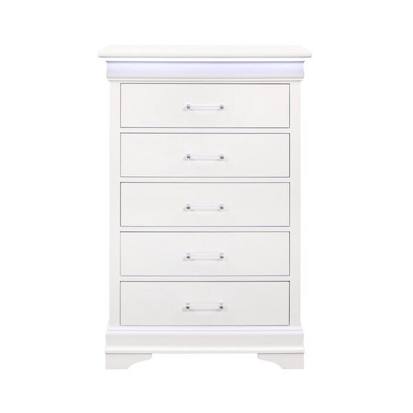Global Furniture Usa Traditional Glam Crisp White W/ LED Charlie White Chest With Led - 732