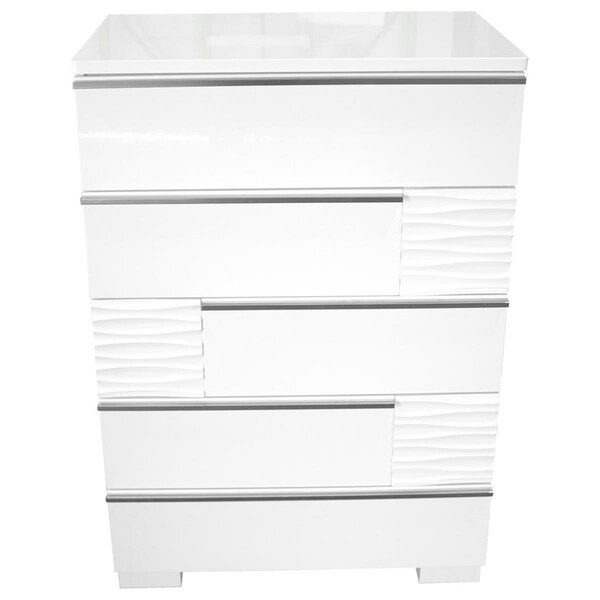 Best Master Furniture Best Master Furniture Athens 5 Drawer Chest Athens White Lacquer 5 Drawer Chest - ATHENS 5 DRAWER CHEST