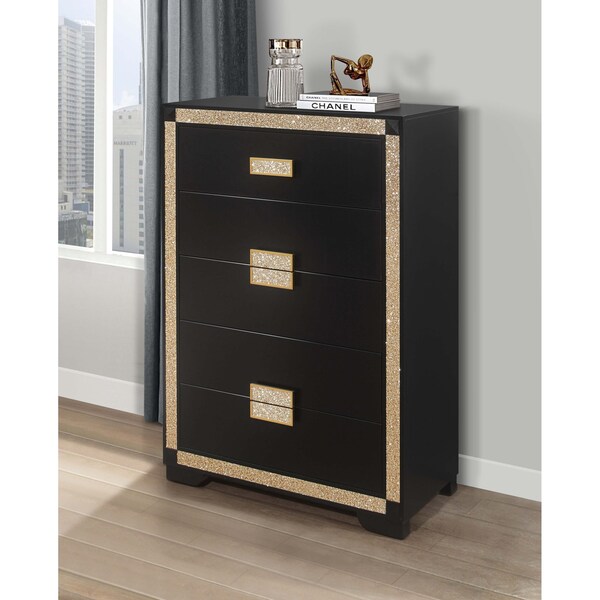 Global Furniture Usa Traditional Glam  Glitter  Blake Black/Gold Chest - 665