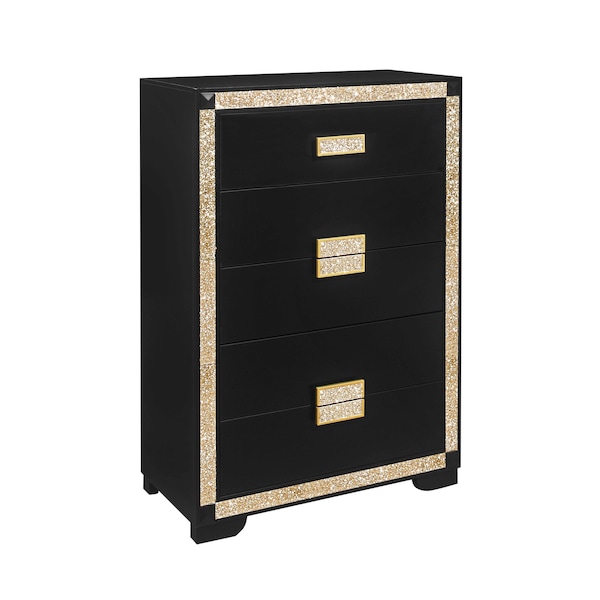 Global Furniture Usa Traditional Glam  Glitter  Blake Black/Gold Chest - 665