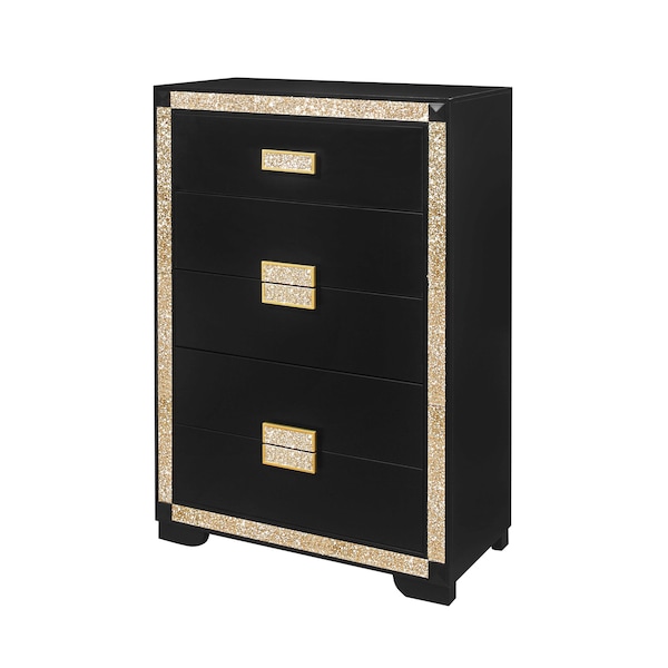 Global Furniture Usa Traditional Glam  Glitter  Blake Black/Gold Chest - 665