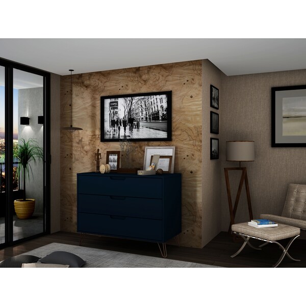 Manhattan Comfort Rockefeller Dresser, Tatiana Midnight Blue - 103GMC4