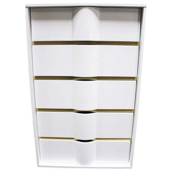 Best Master Furniture Havana White with Gold Trimming 5 Drawer Chest - HAVANA 5 DRAWER CHEST