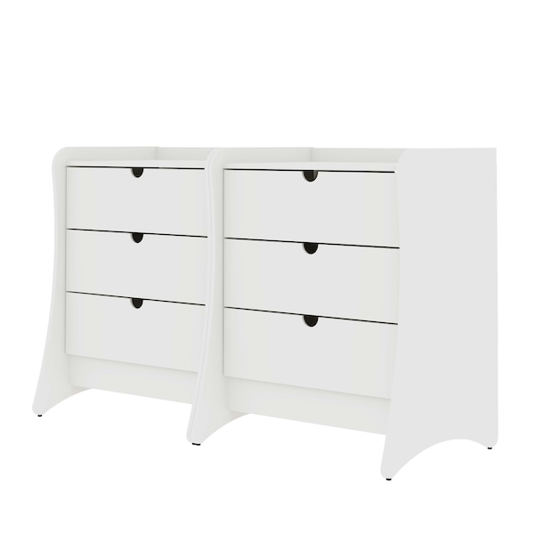 Manhattan Comfort Coney Dresser  Set of 2 in White - 2-182GMC1