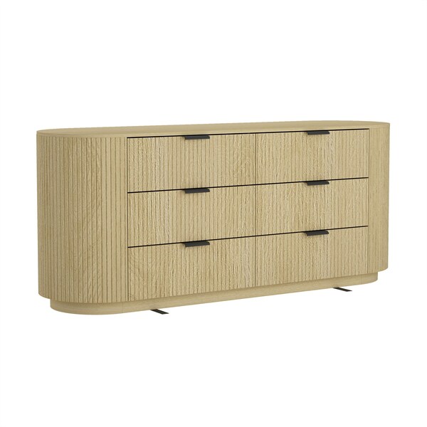 Manhattan Comfort Olivia 60in Double Dresser in Natural Oak and Black - DR010-NO