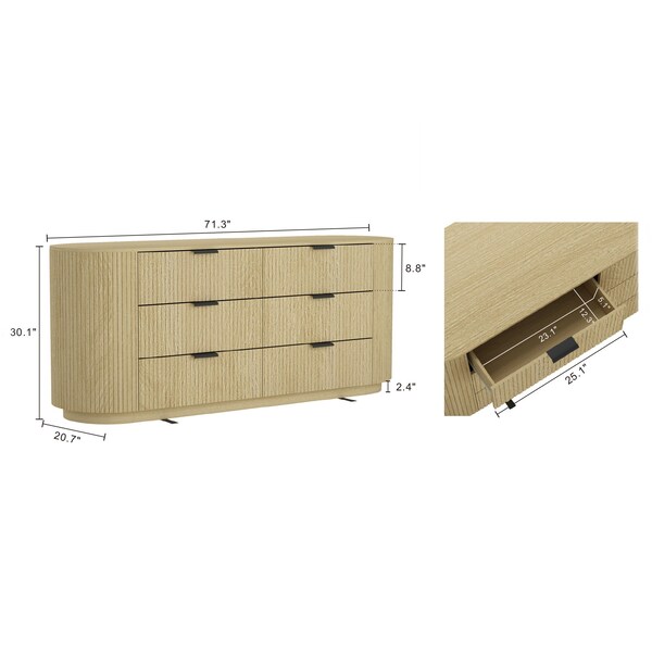 Manhattan Comfort Olivia 60in Double Dresser in Natural Oak and Black - DR010-NO