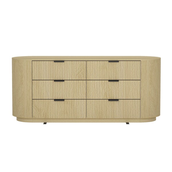 Manhattan Comfort Olivia 60in Double Dresser in Natural Oak and Black - DR010-NO