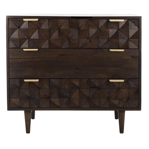 Safavieh Zinnia 3 Drawer Chest; Walnut - CHS9000A