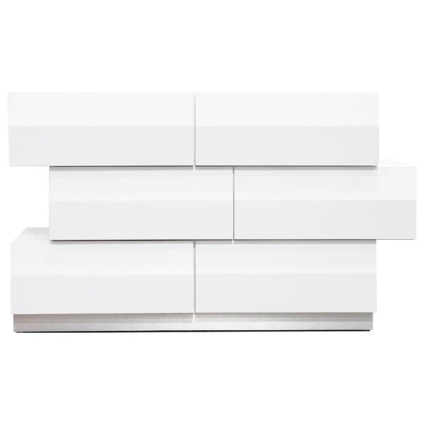 Kd Gabinetes Spain Modern White Zigzag 6 Drawer Bedroom Dresser - KD2825144