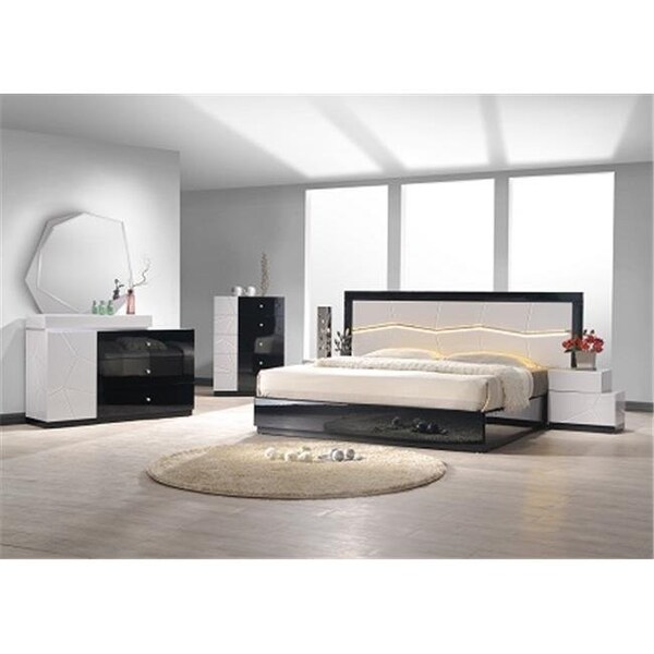 J&M Furniture J & M Furniture 17854-DM Turin Dresser & Mirror - Light grey & Black Lacquer - 17854-DM