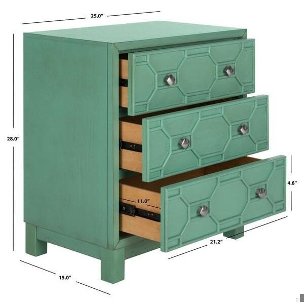 Safavieh Izumi 3 Drawer Chest, Turquoise - CHS9201A