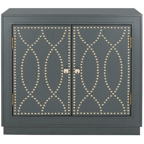 Safavieh Yuna 2 Door Chest with Steel Teal & Gold Handles & Nailheads - CHS6407C