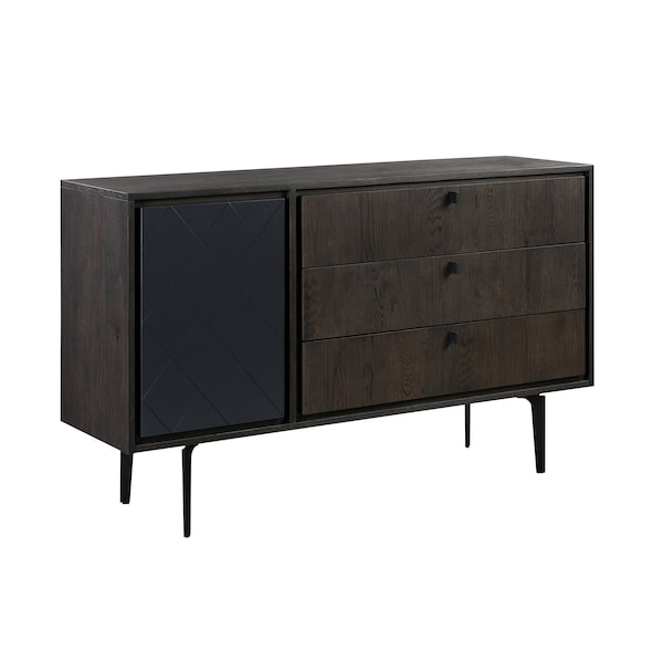 Armen Living Cross Solid Oak and Metal 3 Drawer Dresser - LCCRDROA