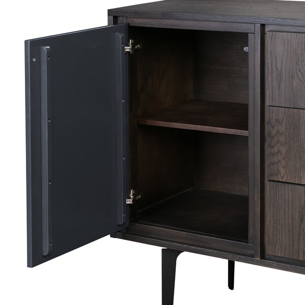 Armen Living Cross Solid Oak and Metal 3 Drawer Dresser - LCCRDROA
