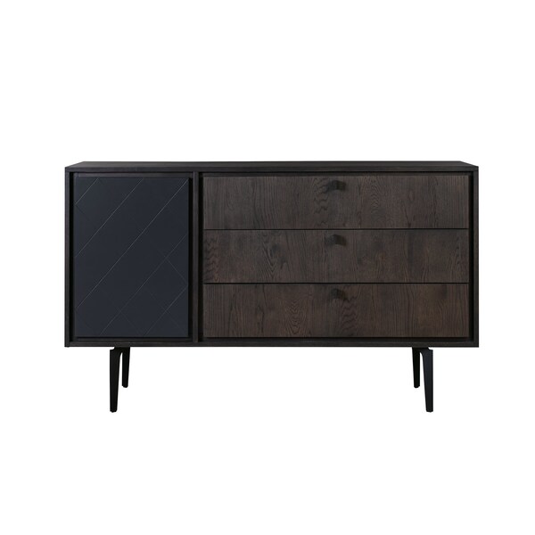 Armen Living Cross Solid Oak and Metal 3 Drawer Dresser - LCCRDROA