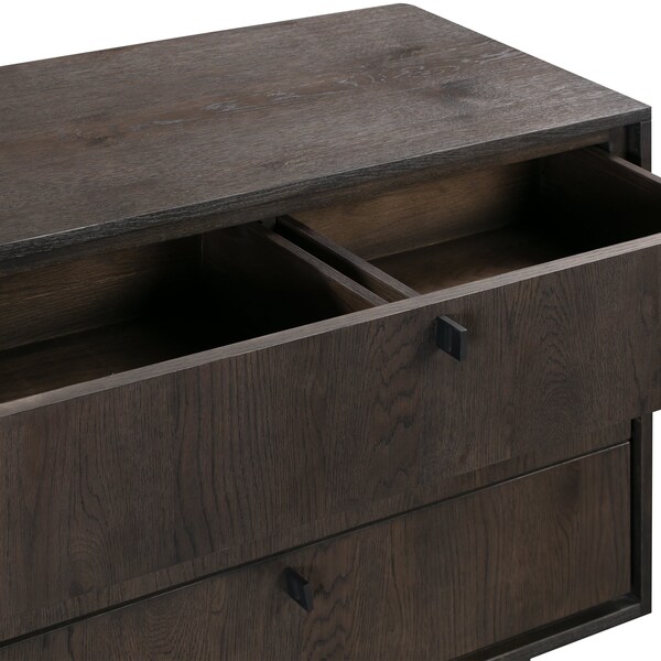 Armen Living Cross Solid Oak and Metal 3 Drawer Dresser - LCCRDROA