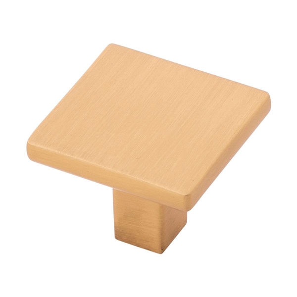 Gan Eden 1.25 in. Square Knob for Dresser Drawers, Brushed Gold Brass - GA1556177