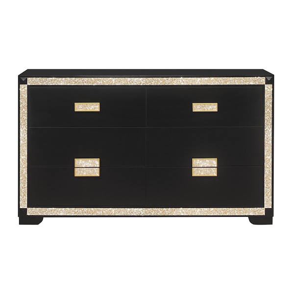 Global Furniture Usa Traditional Glam Glitter Blake Black/Gold Dresser - 666